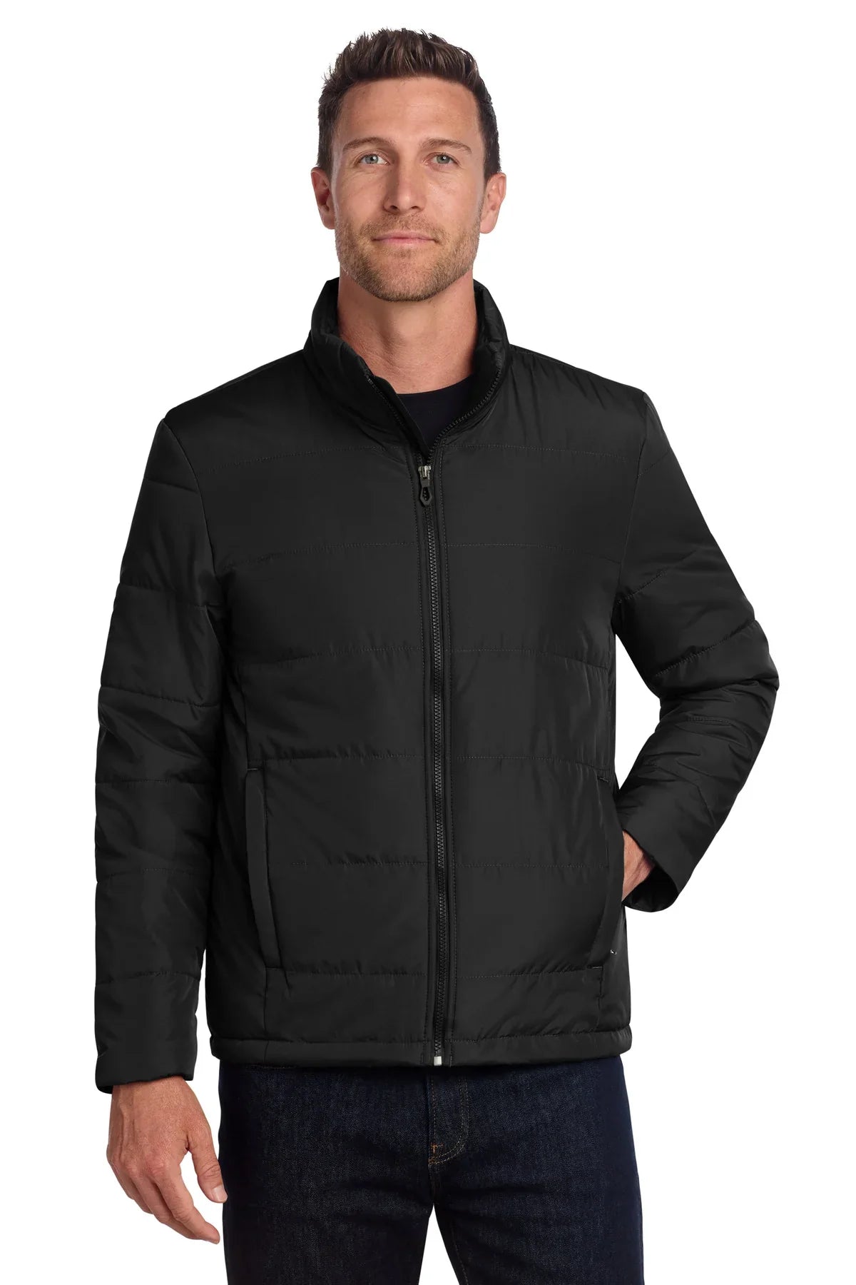 A boy wearing insulated jacket