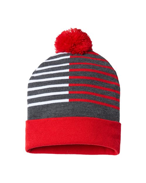 USA-Made Half Color Beanie - CAP AMERICA