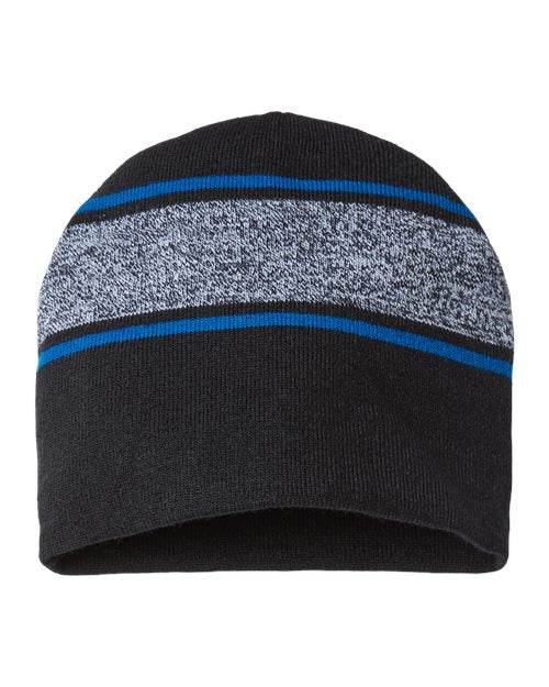 USA-Made Variegated Striped Beanie - CAP AMERICA