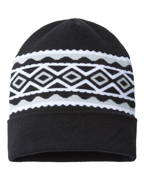 USA- Made Diamond Cuffed Beanie - CAP AMERICA