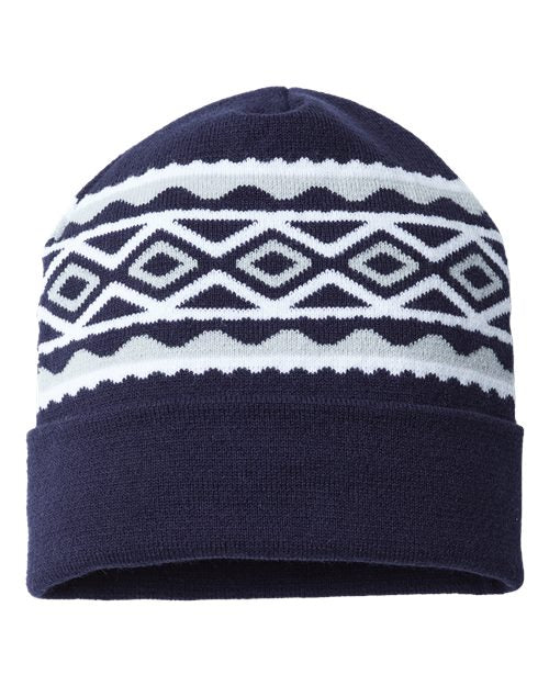 USA- Made Diamond Cuffed Beanie - CAP AMERICA