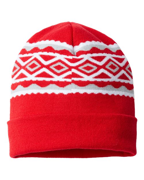 USA- Made Diamond Cuffed Beanie - CAP AMERICA