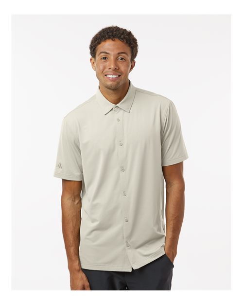 Men's Full Button Down Short Sleeve Shirt – A595 - Adidas