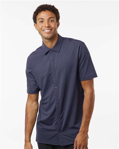 Men's Full Button Down Short Sleeve Shirt – A595 - Adidas