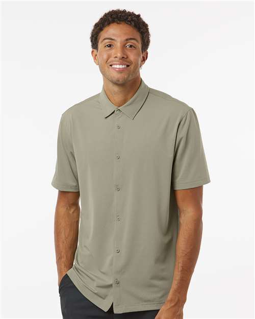 Men's Full Button Down Short Sleeve Shirt - Adidas - A595
