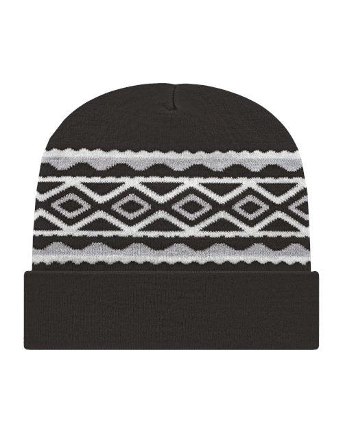 USA- Made Diamond Cuffed Beanie - CAP AMERICA
