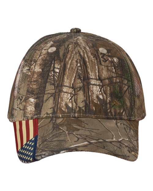 Camo Woven USA Flag Mesh Cap - Kati