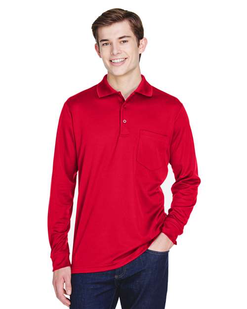 Men's Pinnacle Performance Long Sleeve Piqué Polo with Pocket - CORE365