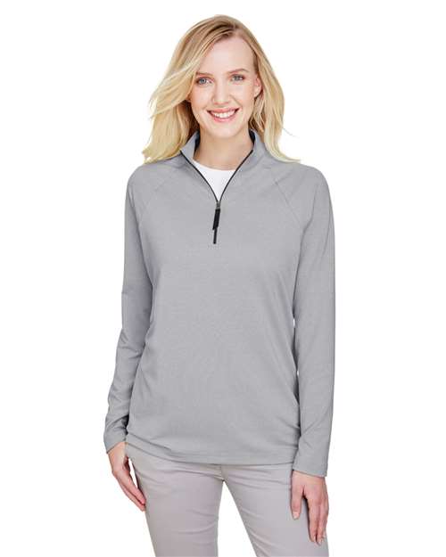 Women's CrownLux Performance® Clubhouse Micro-Stripe Quarter-Zip Pullover - Devon & Jones - DG480W