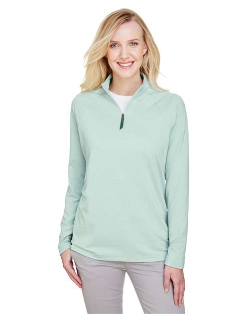 Women's CrownLux Performance® Clubhouse Micro-Stripe Quarter-Zip Pullover - Devon & Jones - DG480W