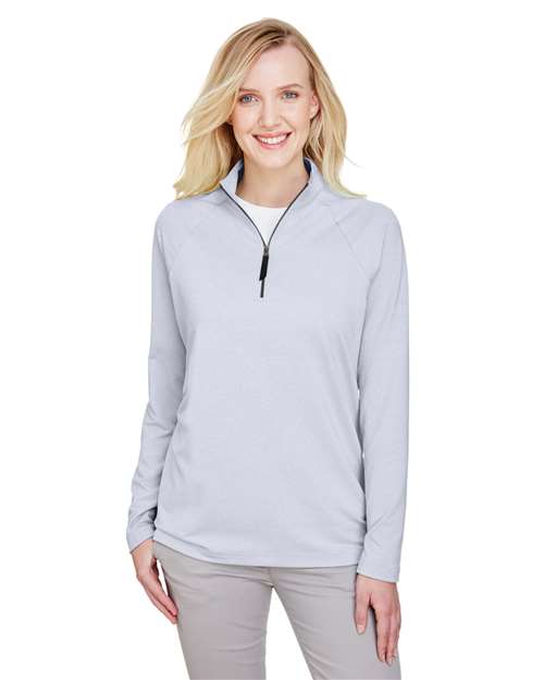 Women's CrownLux Performance® Clubhouse Micro-Stripe Quarter-Zip Pullover - Devon & Jones - DG480W