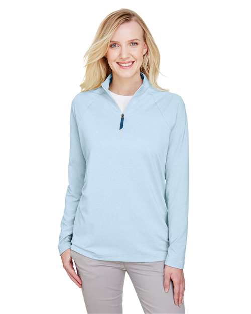 Women's CrownLux Performance® Clubhouse Micro-Stripe Quarter-Zip Pullover - Devon & Jones - DG480W