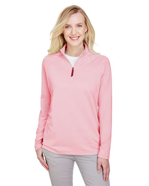 Women's CrownLux Performance® Clubhouse Micro-Stripe Quarter-Zip Pullover - Devon & Jones - DG480W