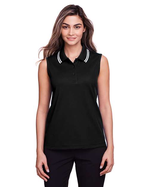 Women's CrownLux Performance® Plaited Tipped Sleeveless Polo - Devon & Jones - DG20SW