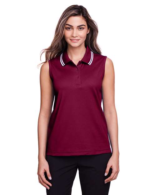 Women's CrownLux Performance® Plaited Tipped Sleeveless Polo - Devon & Jones - DG20SW