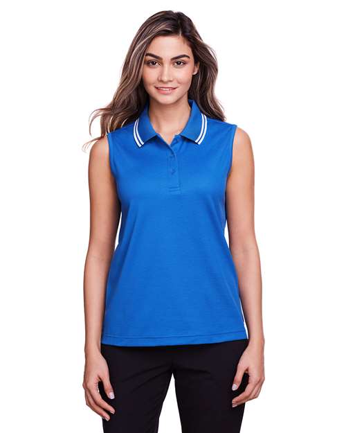 Women's CrownLux Performance® Plaited Tipped Sleeveless Polo - Devon & Jones - DG20SW