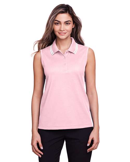 Women's CrownLux Performance® Plaited Tipped Sleeveless Polo - Devon & Jones - DG20SW