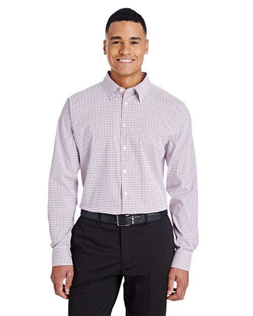 Men's CrownLux Performance® Micro Windowpane Woven Dress Shirt - Devon & Jones - DG540