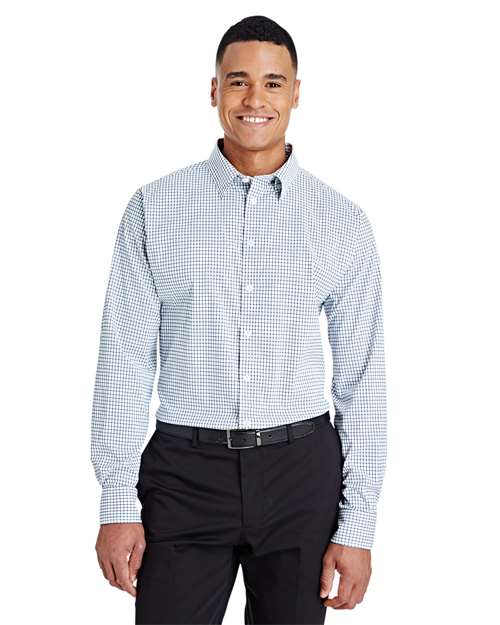 Men's CrownLux Performance® Micro Windowpane Woven Dress Shirt - Devon & Jones - DG540