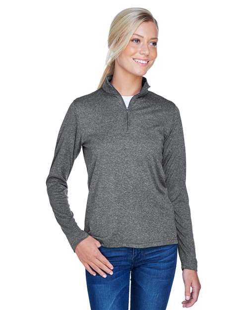Women's Cool & Dry Heathered Performance Quarter-Zip Pullover - UltraClub - 8618W