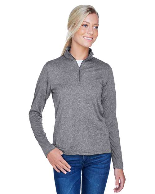 Women's Cool & Dry Heathered Performance Quarter-Zip Pullover - UltraClub - 8618W