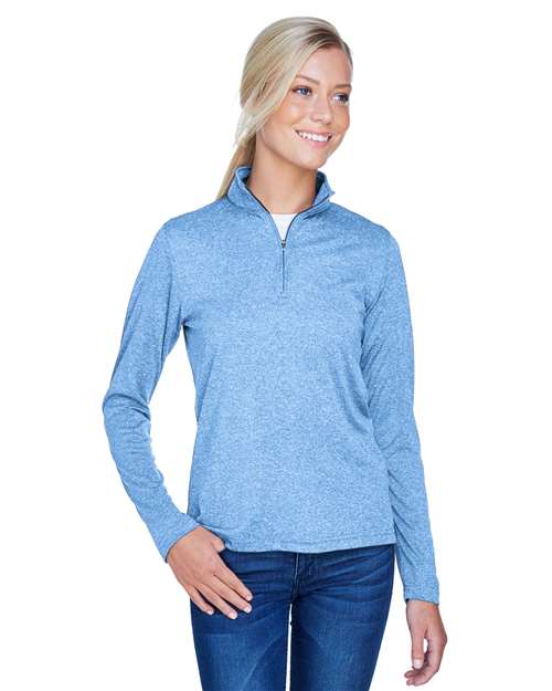Women's Cool & Dry Heathered Performance Quarter-Zip Pullover - UltraClub - 8618W