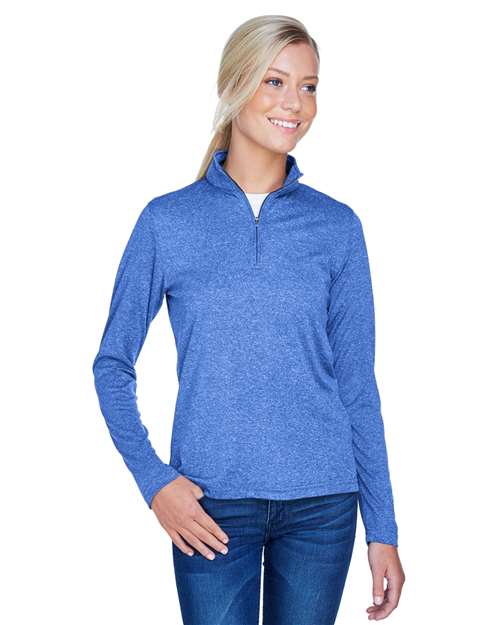 Women's Cool & Dry Heathered Performance Quarter-Zip Pullover - UltraClub - 8618W