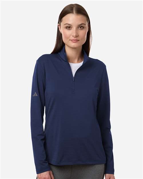 Women's Textured Stripe Quarter-Zip Pullover - Adidas - A709