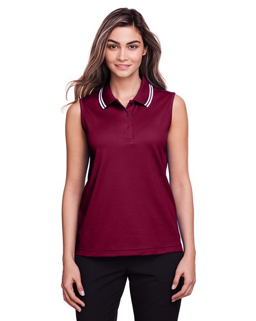Women's CrownLux Performance® Plaited Tipped Sleeveless Polo - Devon & Jones - DG20SW