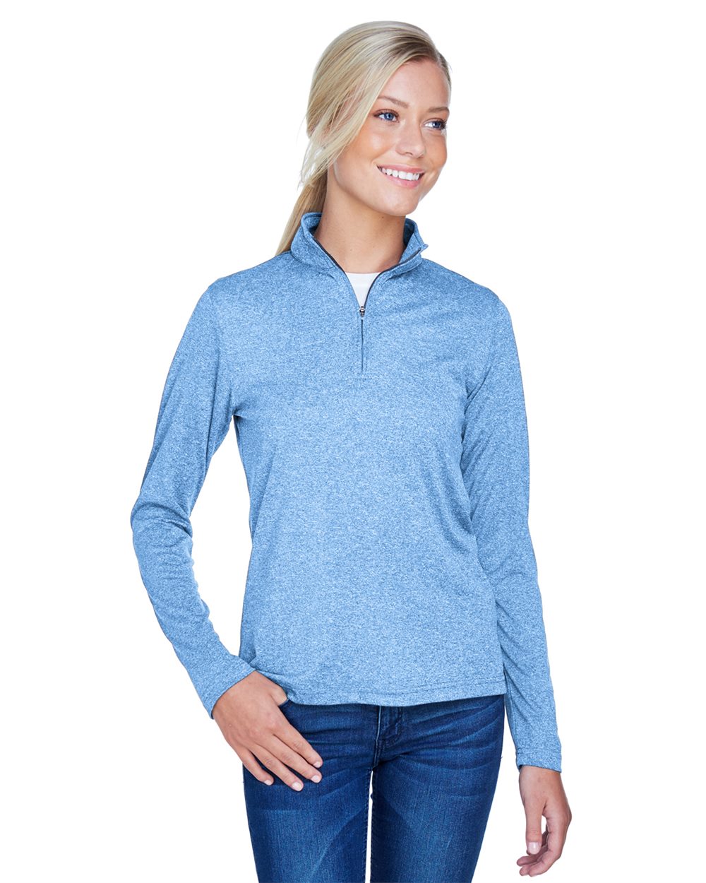 Women's Cool & Dry Heathered Performance Quarter-Zip Pullover - UltraClub - 8618W