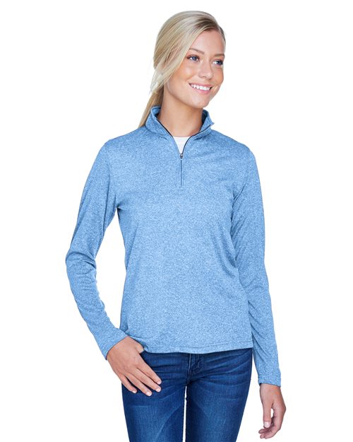 Women's Cool & Dry Heathered Performance Quarter-Zip Pullover - UltraClub - 8618W