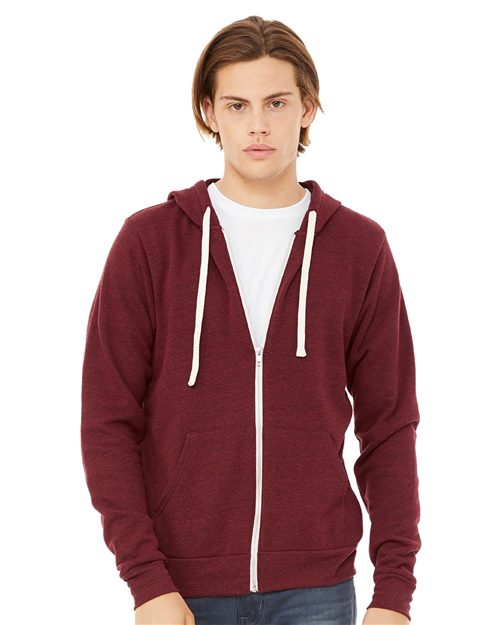 Unisex Triblend Sponge Fleece Full-Zip Hoodie Sweatshirt - BELLA + CANVAS - 3909