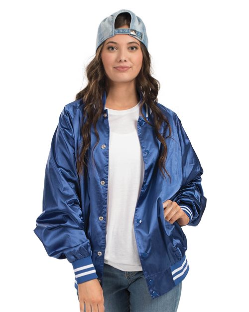 Unisex Satin Baseball Jacket Striped Trim – 3610 - Augusta Sportswear