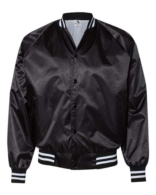 Unisex Satin Baseball Jacket Striped Trim - Augusta Sportswear - 3610
