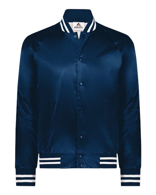 Unisex Satin Baseball Jacket Striped Trim - Augusta Sportswear - 3610