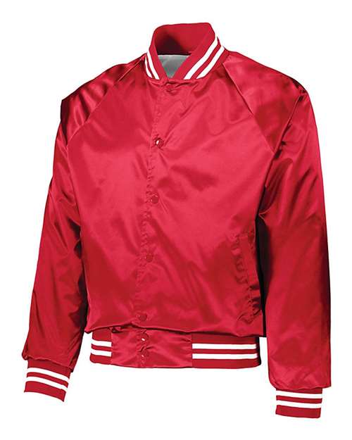 Unisex Satin Baseball Jacket Striped Trim - Augusta Sportswear - 3610