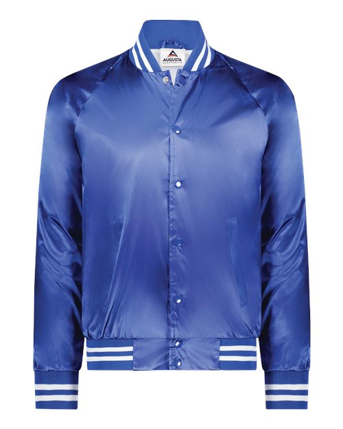 Unisex Satin Baseball Jacket Striped Trim - Augusta Sportswear - 3610