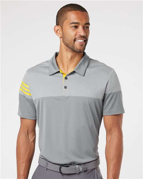 Men's Heathered 3-Stripes Colorblocked Polo - Adidas - A213