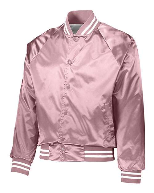 Unisex Satin Baseball Jacket Striped Trim - Augusta Sportswear - 3610
