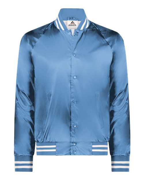 Unisex Satin Baseball Jacket Striped Trim – 3610 - Augusta Sportswear