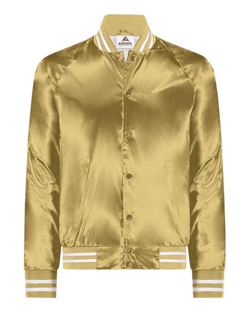 Unisex Satin Baseball Jacket Striped Trim - Augusta Sportswear - 3610