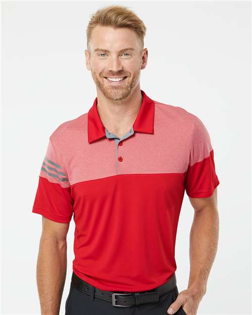 Men's Heathered 3-Stripes Colorblocked Polo - Adidas - A213
