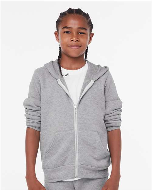 Youth Sponge Fleece Full-Zip Hoodie Sweatshirt - BELLA + CANVAS - 3739Y