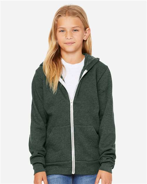 Youth Sponge Fleece Full-Zip Hoodie Sweatshirt - BELLA + CANVAS - 3739Y