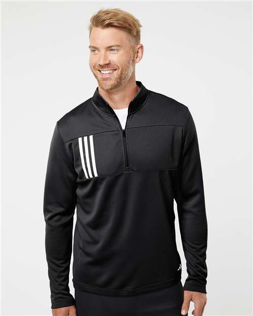Men's 3-Stripes Double-Knit Quarter-Zip Pullover - Adidas - A482