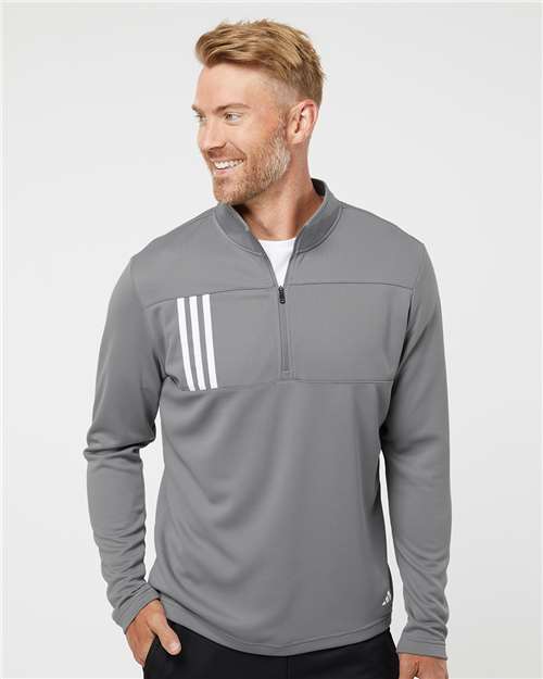Men's 3-Stripes Double-Knit Quarter-Zip Pullover - Adidas - A482