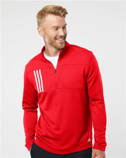 Men's 3-Stripes Double-Knit Quarter-Zip Pullover - Adidas - A482