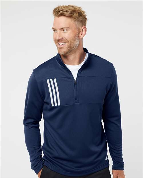 Men's 3-Stripes Double-Knit Quarter-Zip Pullover - Adidas - A482