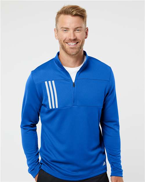 Men's 3-Stripes Double-Knit Quarter-Zip Pullover - Adidas - A482