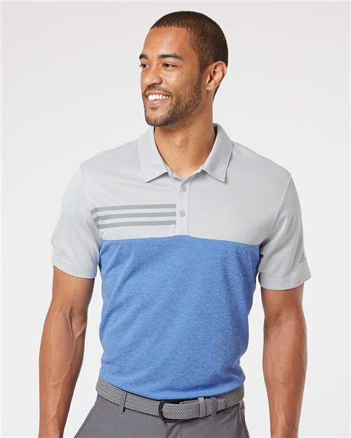 Men's Heathered Colorblocked 3-Stripes Polo - Adidas - A508